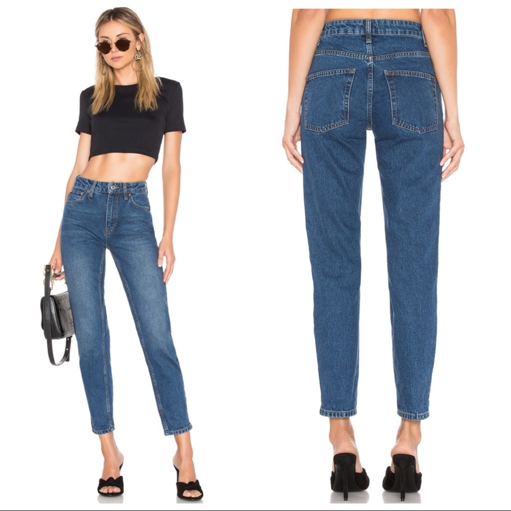 Free People We the Free Dark Denim Mom Jean 25 - Picture 4 of 16